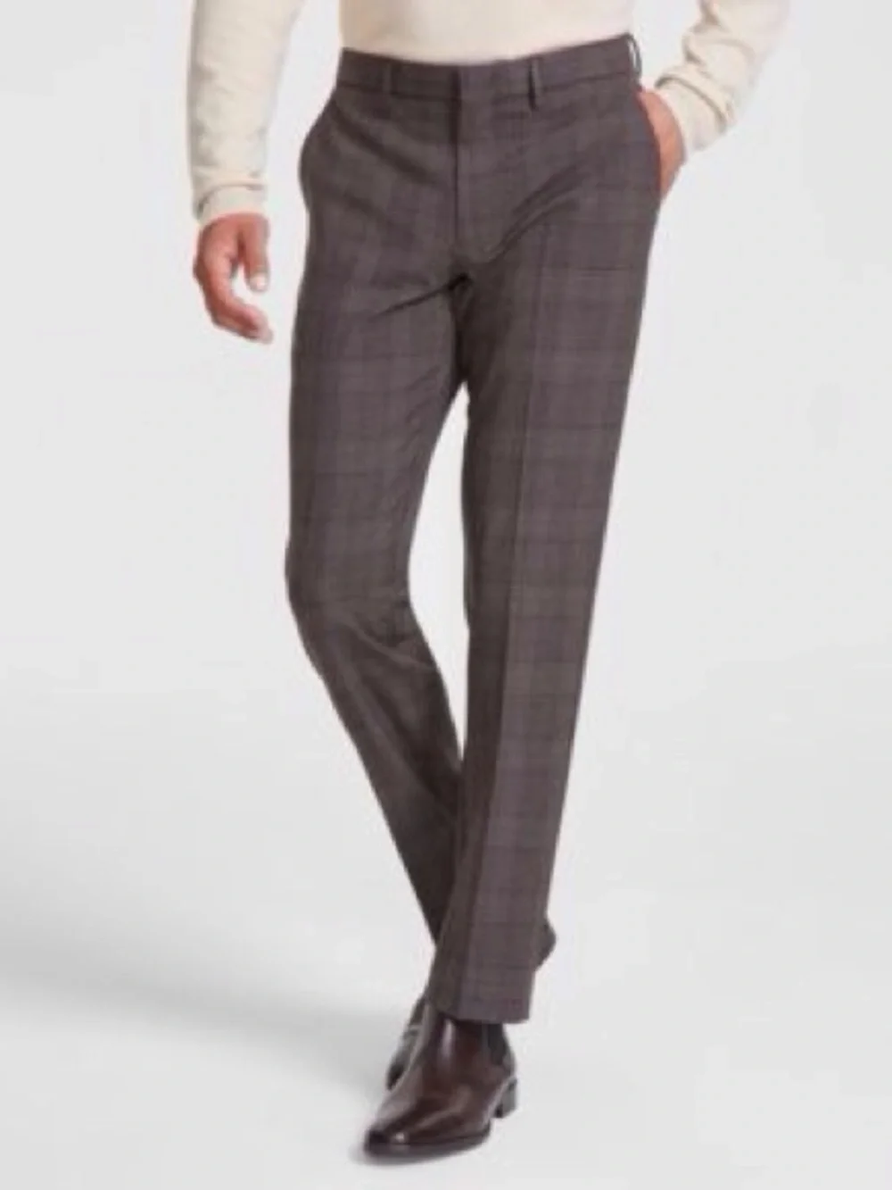 Express Men's Brown Plaid Dress Pants